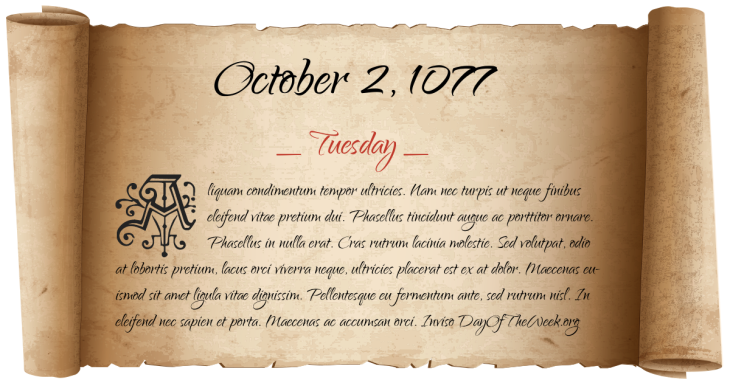 Tuesday October 2, 1077