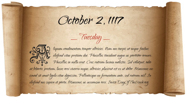 Tuesday October 2, 1117