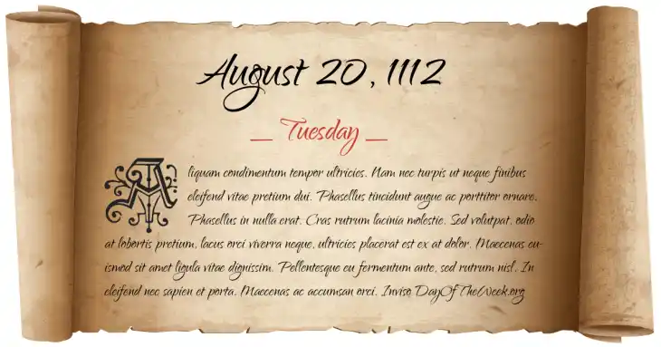 Tuesday August 20, 1112