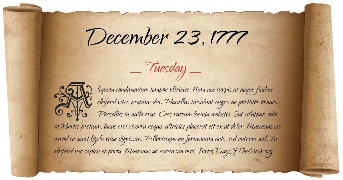 December 23, 1777 date scroll poster