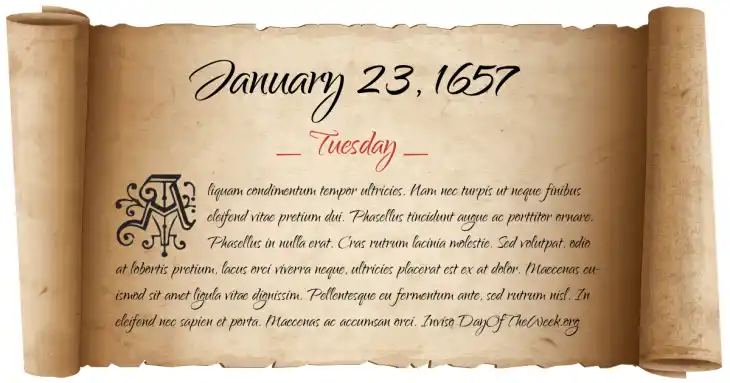 Tuesday January 23, 1657