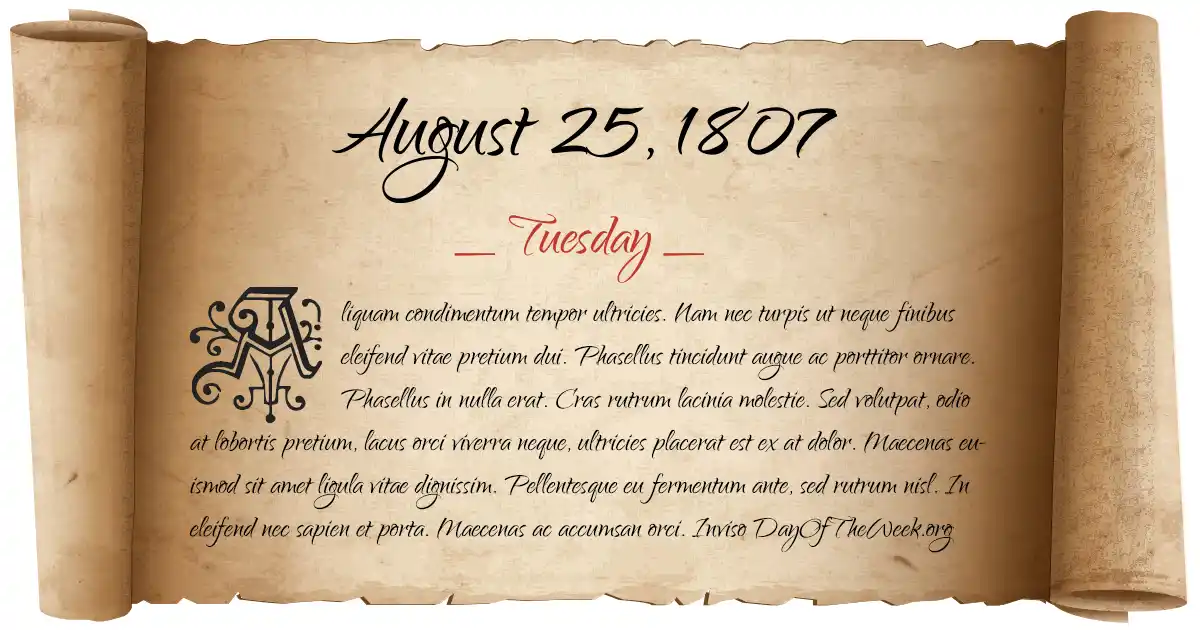August 25, 1807 date scroll poster
