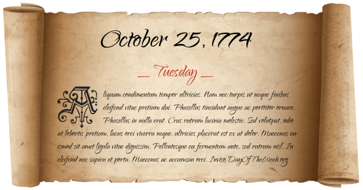 Tuesday October 25, 1774