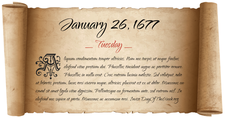 Tuesday January 26, 1677