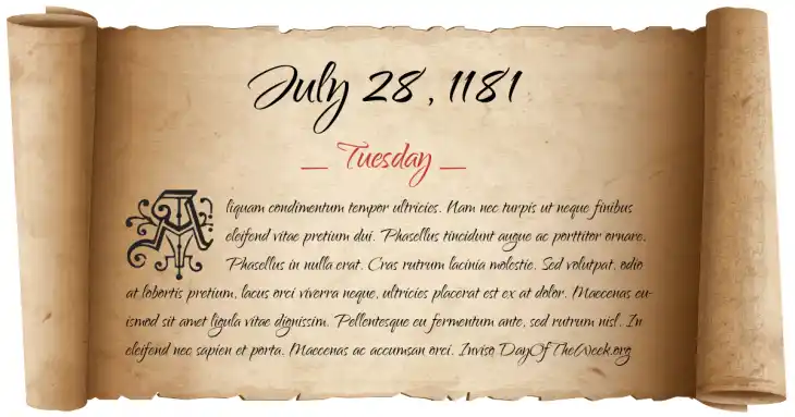 Tuesday July 28, 1181