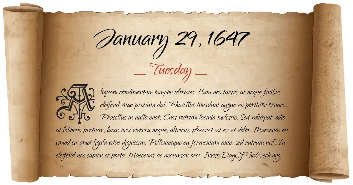 January 29, 1647 date scroll poster