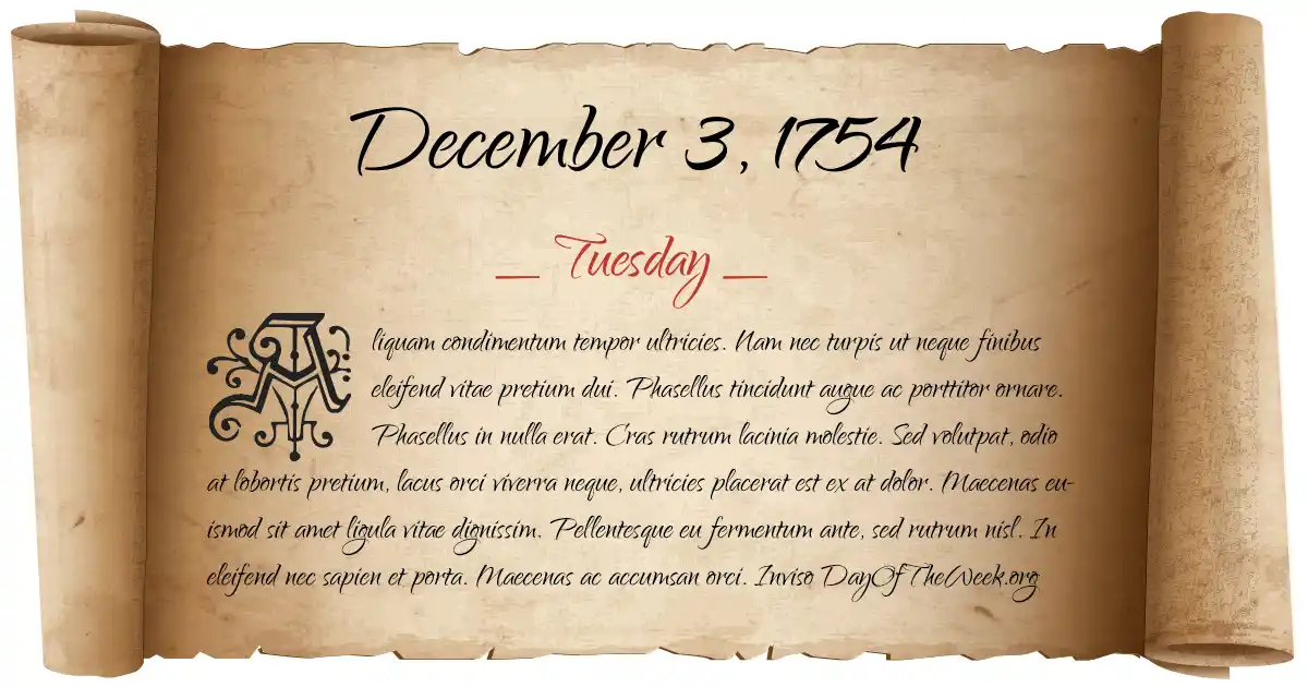 December 3, 1754 date scroll poster
