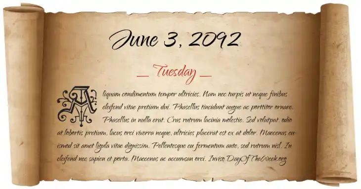 Tuesday June 3, 2092