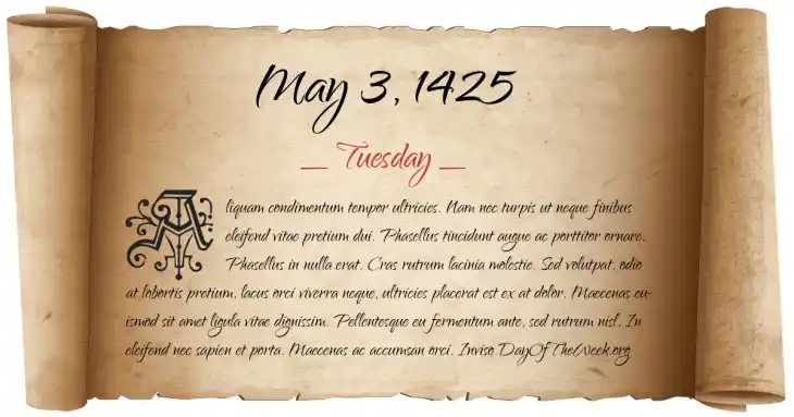 Tuesday May 3, 1425