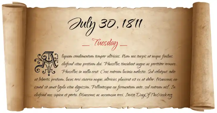 Tuesday July 30, 1811