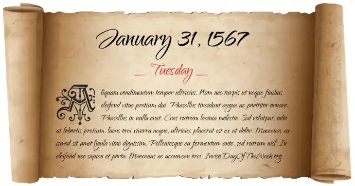 Tuesday January 31, 1567
