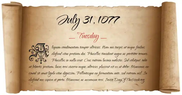 Tuesday July 31, 1077