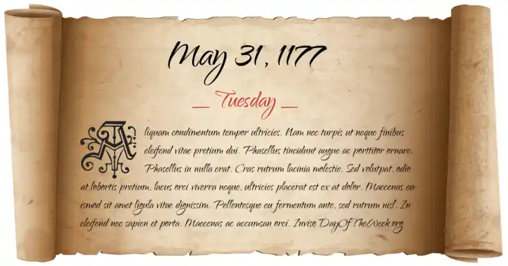 Tuesday May 31, 1177