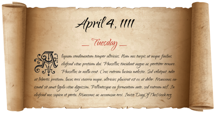 Tuesday April 4, 1111