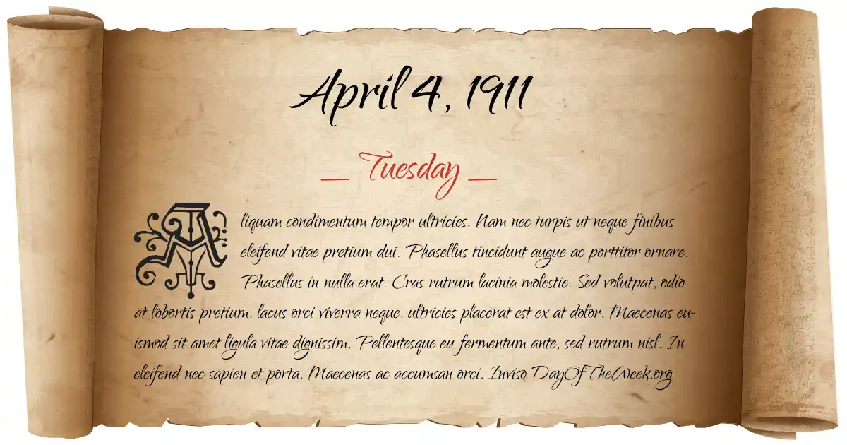 April 4, 1911 date scroll poster