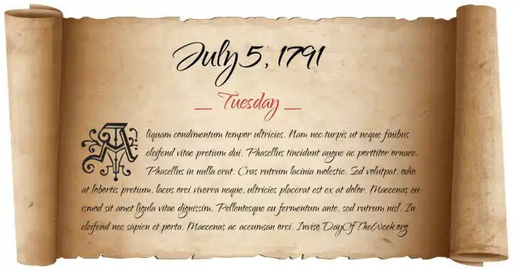 Tuesday July 5, 1791