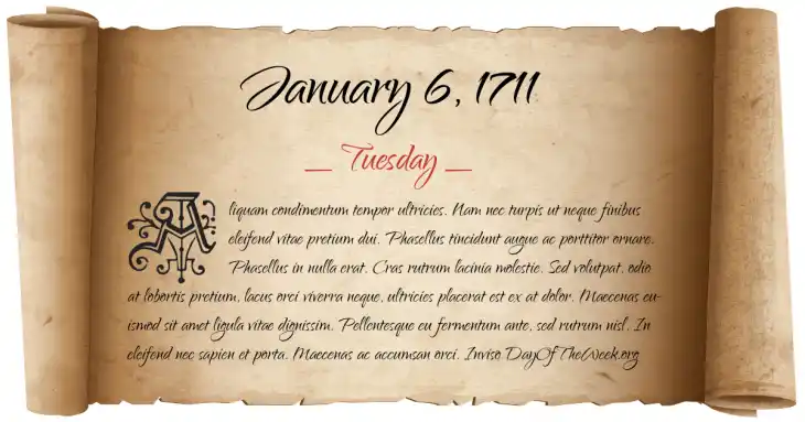 Tuesday January 6, 1711
