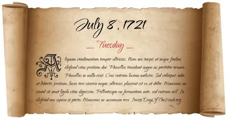 Tuesday July 8, 1721