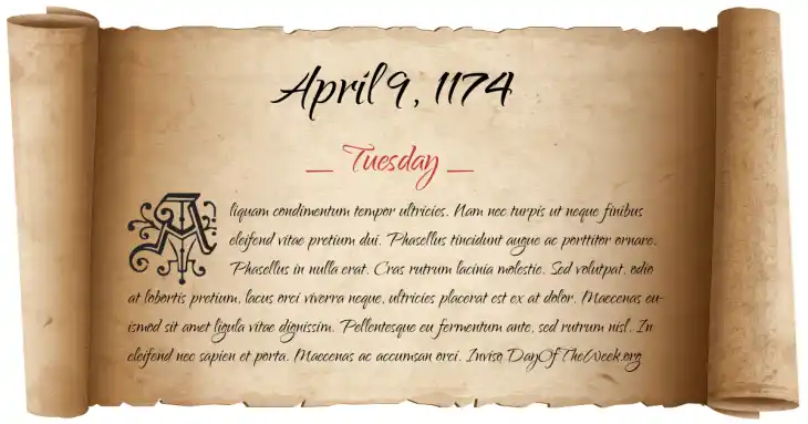 Tuesday April 9, 1174