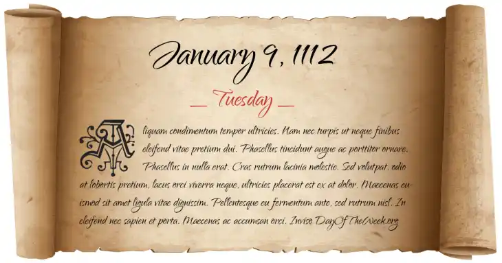 Tuesday January 9, 1112