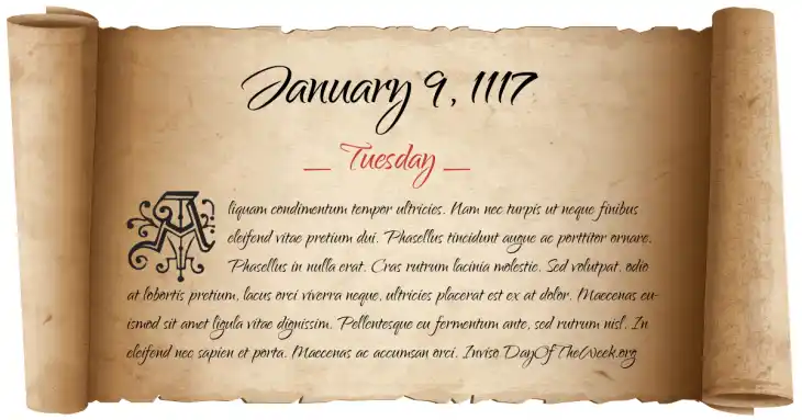 Tuesday January 9, 1117