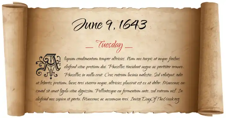 Tuesday June 9, 1643