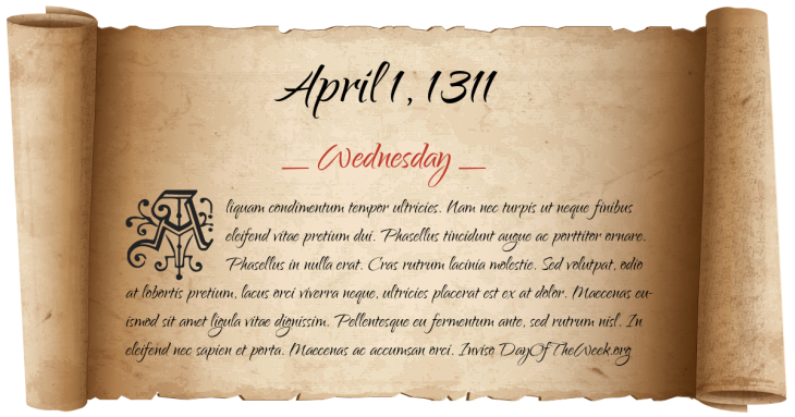 Wednesday April 1, 1311
