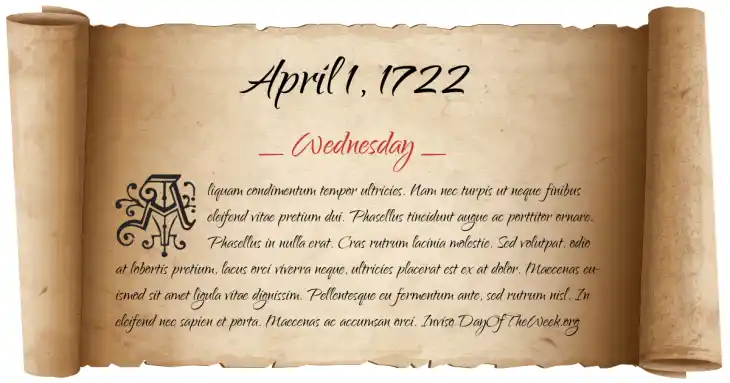 Wednesday April 1, 1722