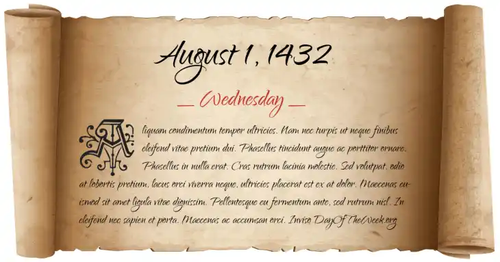 Wednesday August 1, 1432