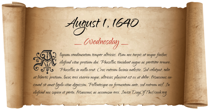 Wednesday August 1, 1640