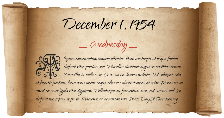 Wednesday December 1, 1954