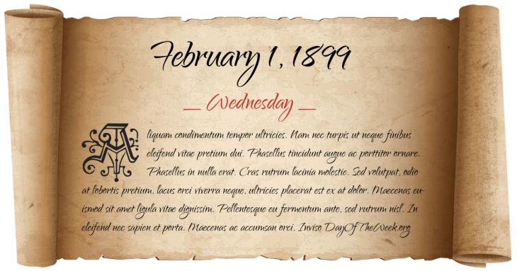Wednesday February 1, 1899