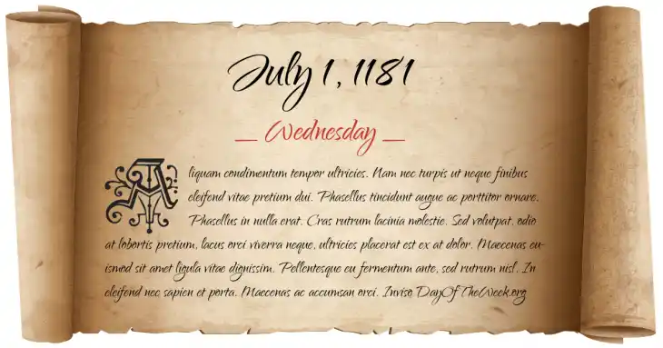 Wednesday July 1, 1181
