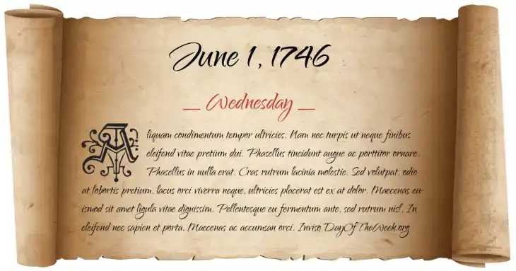 Wednesday June 1, 1746
