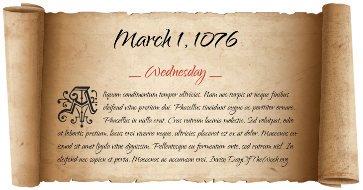 Wednesday March 1, 1076