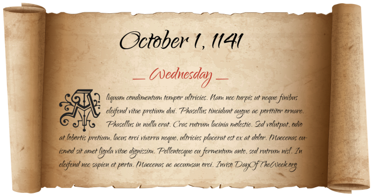 Wednesday October 1, 1141