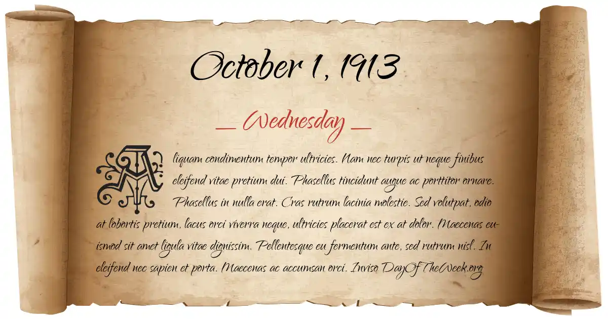 October 1, 1913 date scroll poster