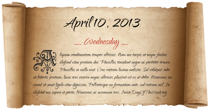 Wednesday April 10, 2013