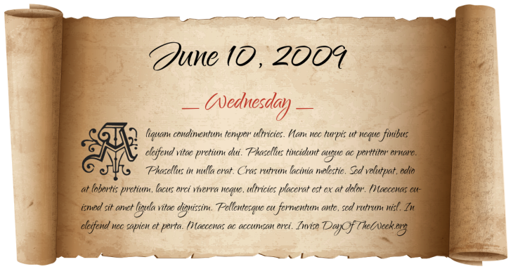 Wednesday June 10, 2009
