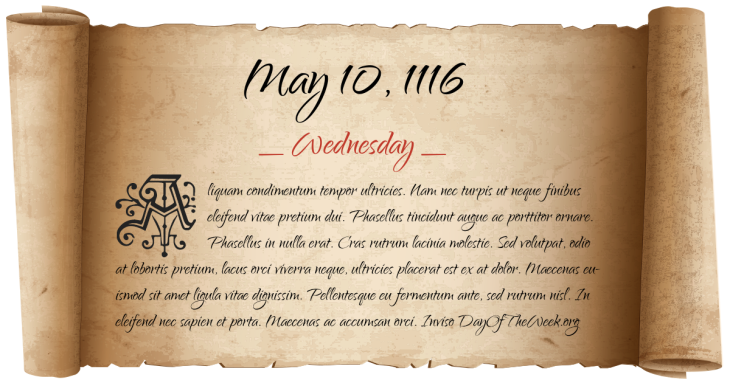 Wednesday May 10, 1116