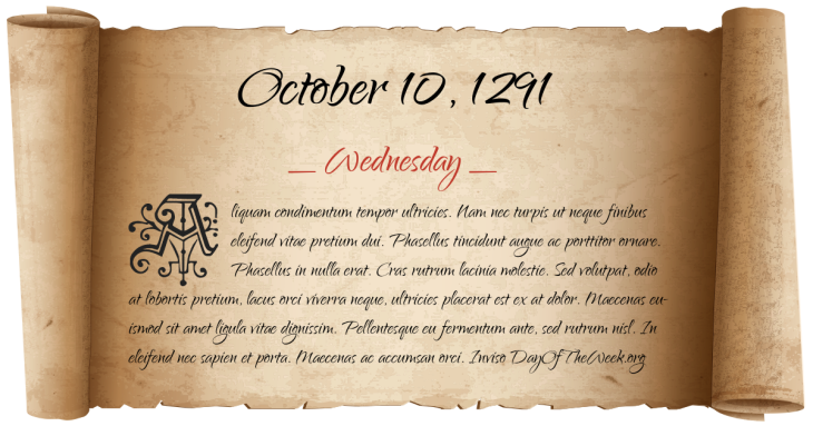 Wednesday October 10, 1291