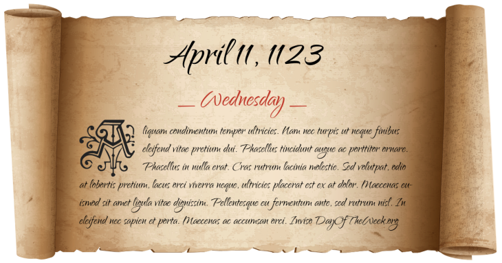 Wednesday April 11, 1123