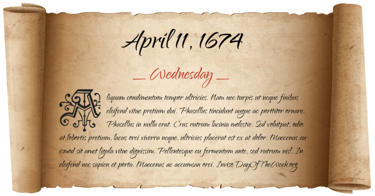 Wednesday April 11, 1674