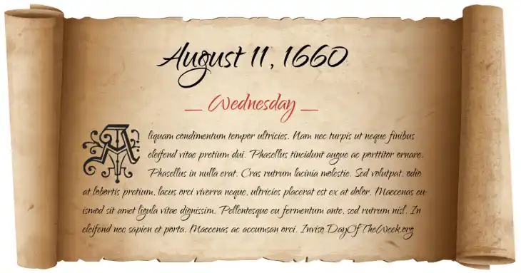 Wednesday August 11, 1660