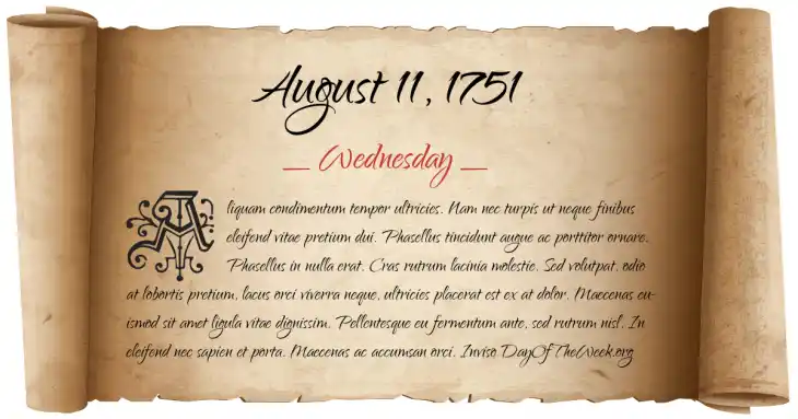 Wednesday August 11, 1751