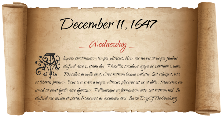 Wednesday December 11, 1647