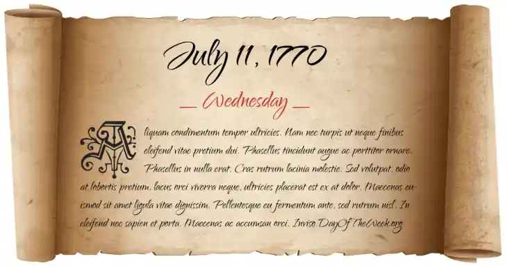 Wednesday July 11, 1770