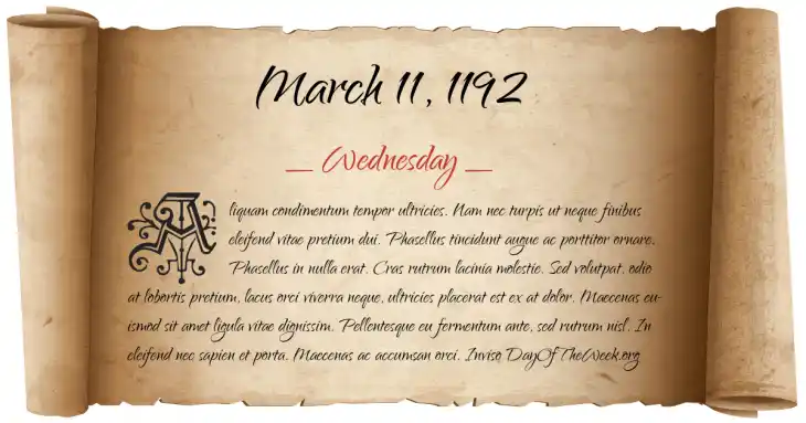 Wednesday March 11, 1192