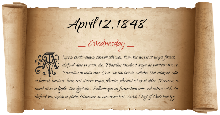 Wednesday April 12, 1848