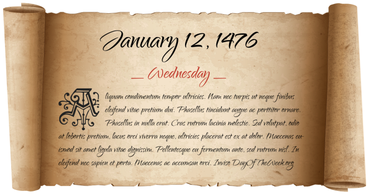 Wednesday January 12, 1476